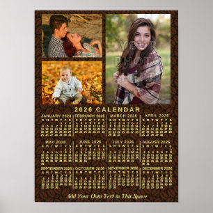 2026 År Månadskalender Kaffebönor 3 Bilder Poster
