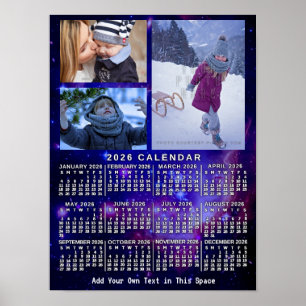 2026 År Månadskalender Rymd Nebula 3 Bilder Poster