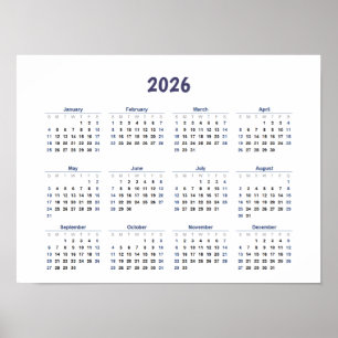 2026 År Månatlig Väggkalender Alla Dagar Poster