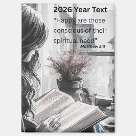 2026 År Text Kvinna som läser Magnet