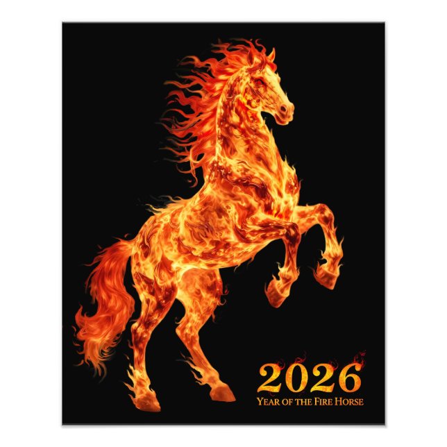 2026 Året för den eldiga hästen Fototryck (Framsidan)