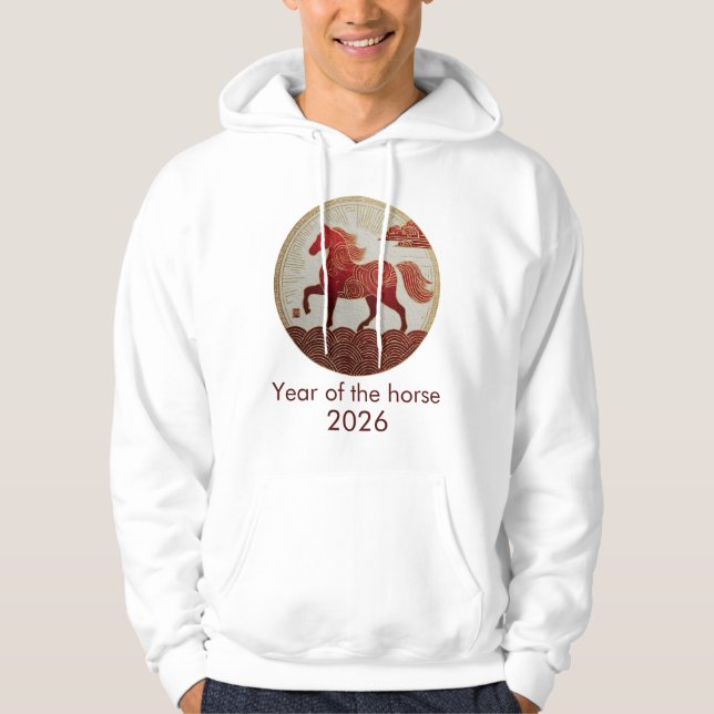 2026 Året för Häst – Lunar Nyår Konst Hoodie (Framsida)