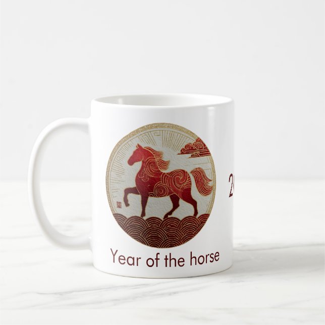 2026 Året för Hästen – Lunar New Year Konst Kaffemugg (Vänster)