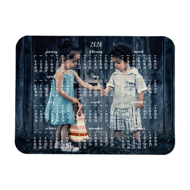 2026 Årlig Kalender Foto Magnet 3x4 (Horisontell)