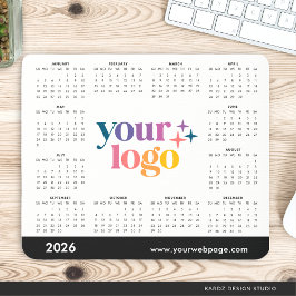 2026 års Anpassningsbar PR-kalender för Logotyp Musmatta