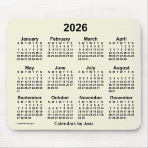 2026 års Beige-kalender av Janz Mouse Pad Musmatta