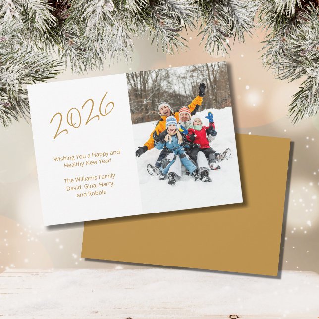 2026 års familjefotografi i Guld Julkort (Skapare uppladdad)