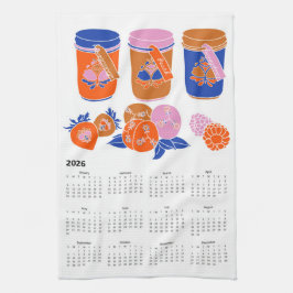 2026 års folkart Cottagecore Sylt bevarar kalender Kökshandduk