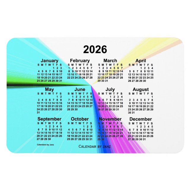 2026 års gränspunkt-kalender från Janz 4x6 Magnet (Horisontell)