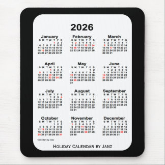 2026 års Helgdag, svart kalender i tonläge från Ja Musmatta