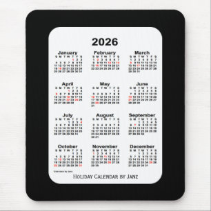 2026 års Helgdag, svart kalender i tonläge från Ja Musmatta