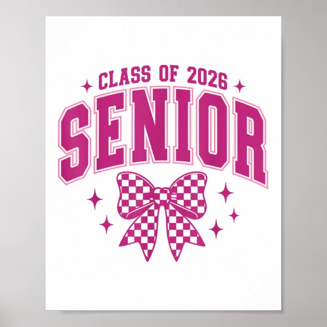 2026 års högsta Rosa Coquette Bow Graduatio Poster (Framsidan)