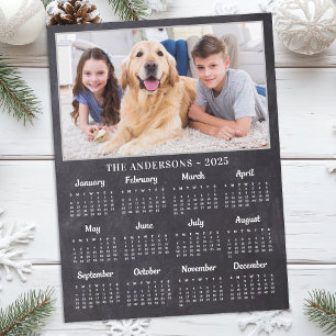 2026 års Hund för Rustic Chalkboard-familjen Helg Vykort