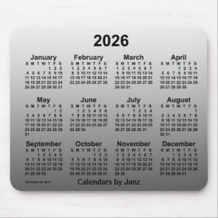 2026 års inmatade vita kalender av Janz Mouse Pad Musmatta
