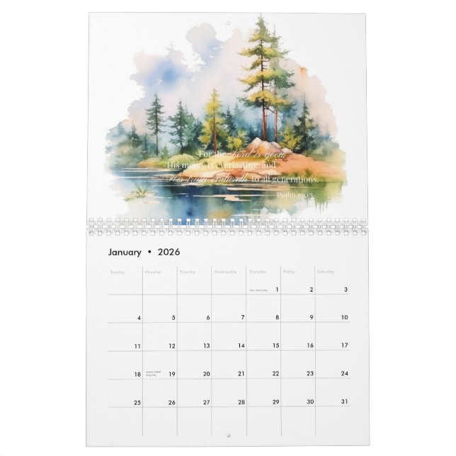 2026 års inspirationskalender Bokar av psalms Kalender (Jan 2026)