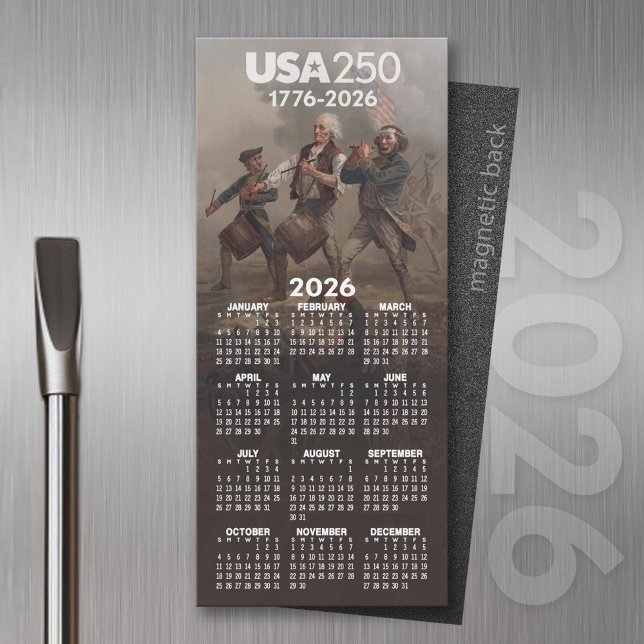 2026 års kalender - andan 76 - USA:s tjugofemtonde (2026 Calendar of a Magnet)