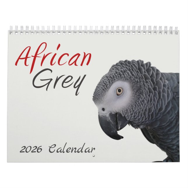 2026 års kalender för afrikansk Grått Parrot (Omslag)