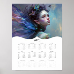 2026 års kalender för Fairy Fantasy Art Fullt Poster