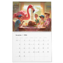 2026 års kalender för flamingo-brandväggen