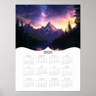 2026 års kalender för Fullt i Celestial Mountain Poster