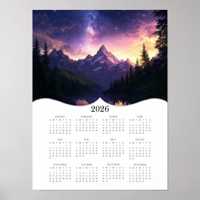 2026 års kalender för Fullt i Celestial Mountain Poster (Framsidan)