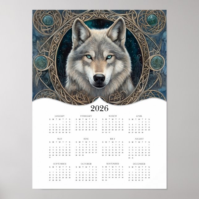 2026 års kalender för konsthandeln för Varg Poster (Framsidan)