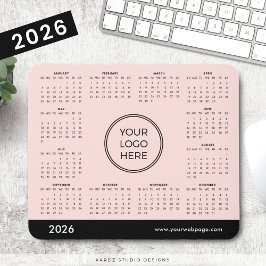 2026 års kalender för Ljus rosa Logotyp Musmatta