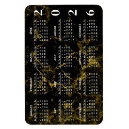 2026 års kalender för svart och Guld-marmor Magnet