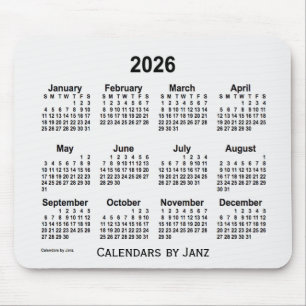 2026 års kalender för vit rök av Janz Mouse Pad Musmatta