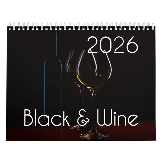 2026 års kalender i Vin - Svarta och Vin (Omslag)