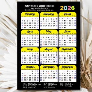 2026 års kalender - minimalistiskt svart korporera
