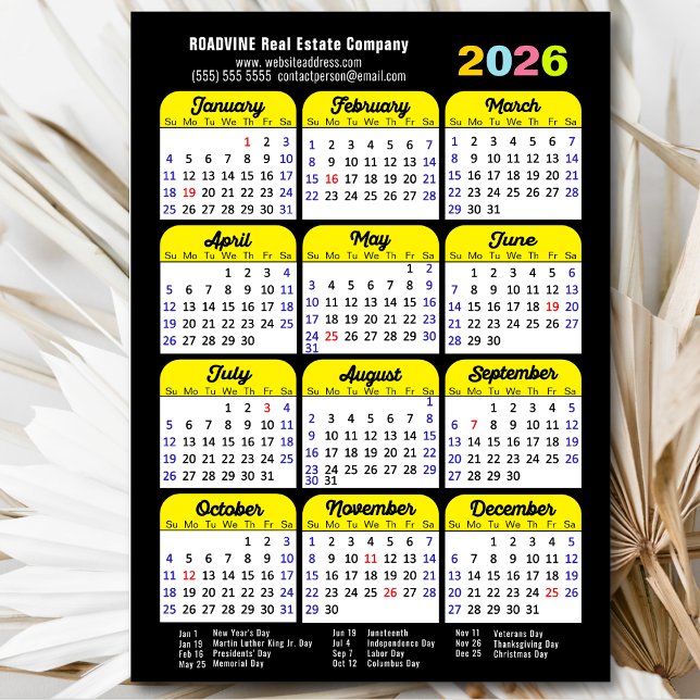 2026 års kalender - minimalistiskt svart korporera (Skapare uppladdad)