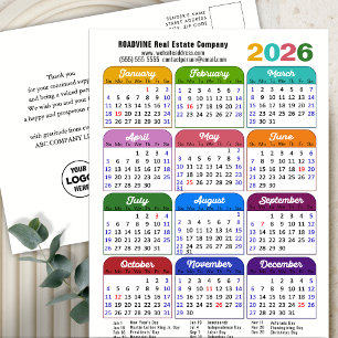 2026 års kalender - minsta nyår för företag helg vykort
