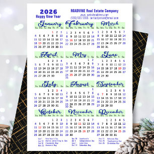 2026 års kalender Modern blå skrift enkel Julkort