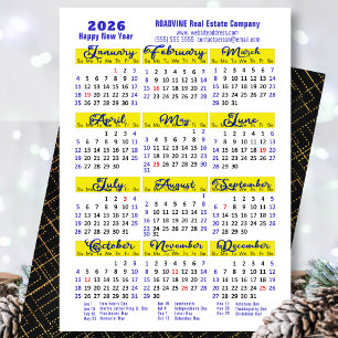 2026 års kalender Modern blå skrift enkel Julkort