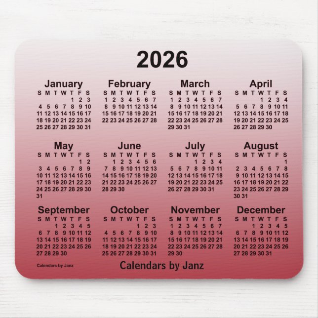 2026 års körsbärskalender av Janz Mouse Pad Musmatta (Framsidan)