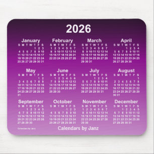2026 års Lila Neon-kalender av Janz Mouse Pad Musmatta