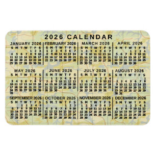 2026 Års Månadskalender Antik Karta Stor Tryck Magnet