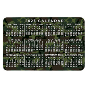 2026 Års Månadskalender Kamouflage Kamouflage Grön Magnet