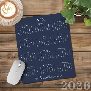 2026 års minimalistiska Personlig-blåkalender Musmatta