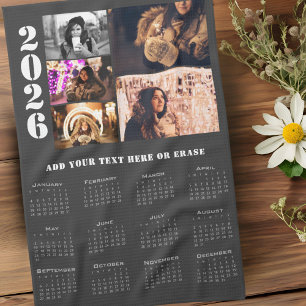 2026 års moderna kalender 5 Photo Collage Kitchen Kökshandduk