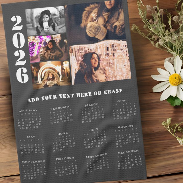 2026 års moderna kalender 5 Photo Collage Kitchen  Kökshandduk (Skapare uppladdad)