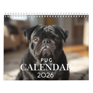 2026 års Pug-kalender - 12 månaders väggkalender m Kalender