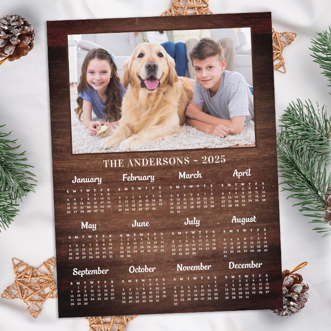 2026 års Rustic Fullt Year Pet Photo Calendar Helg Vykort (Skapare uppladdad)