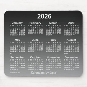2026 års svarta kalender i Janz Mouse Pad Musmatta