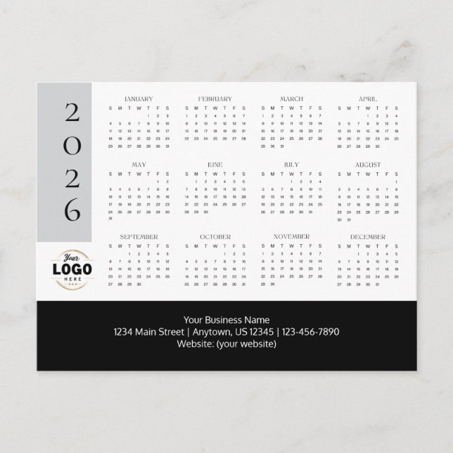 2026 års vykort för affärskalender - Logotyp (Framsida)