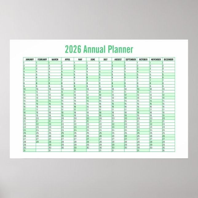 2026 Årsöversikt Väggkalender Planerare Poster (Framsidan)