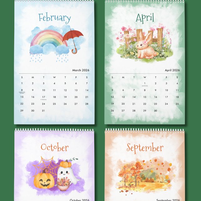 2026 Årstiderna Akvarellkalender Kalender (Skapare uppladdad)