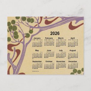 2026 Art nouveau Mini Calendar av Janz Helg Vykort