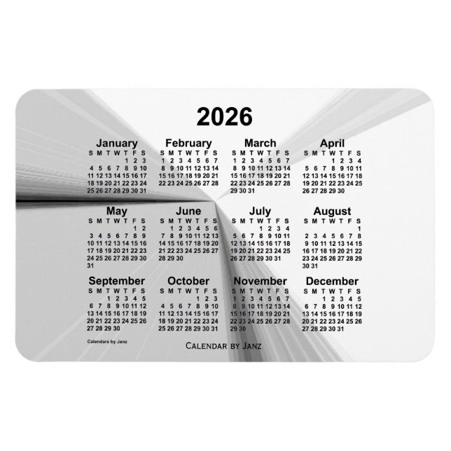2026 Avstötande rökkalender från Janz 4x6 Magnet (Horisontell)